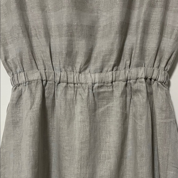 BELLAMBIA NWOT Gray Silver Linen Striped Midi Dress Made In Italy, Size L - Picture 11 of 14